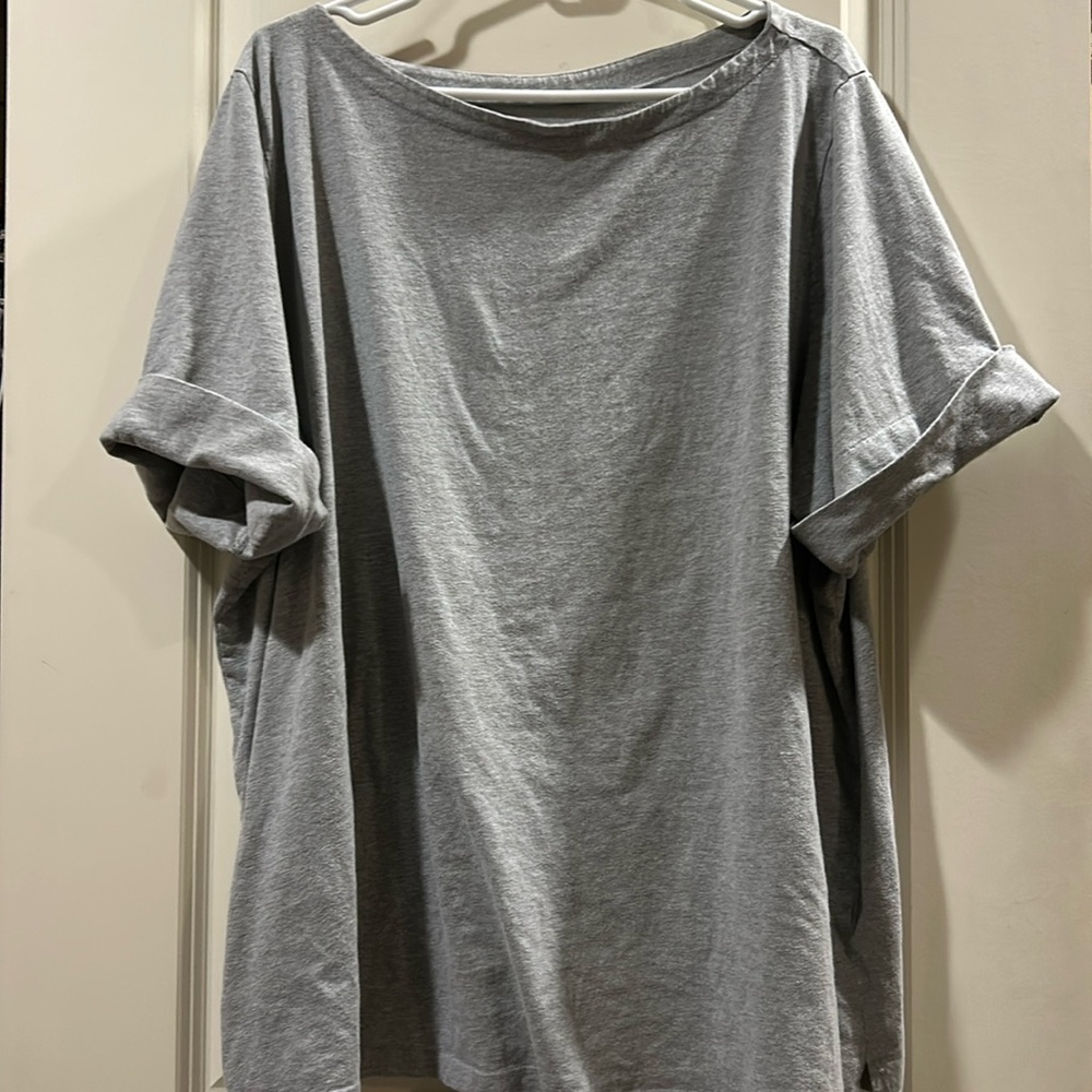 Woman Within pullover boat neck T-shirt top cuffed Short Sleeves size 2X (26/28)
